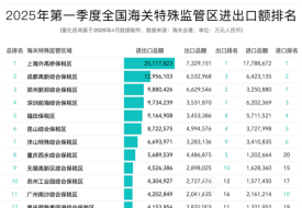 2025年第一季度全國(guó)綜合保稅區(qū)(海關(guān)特殊監(jiān)管區(qū))進(jìn)出口額排名榜單