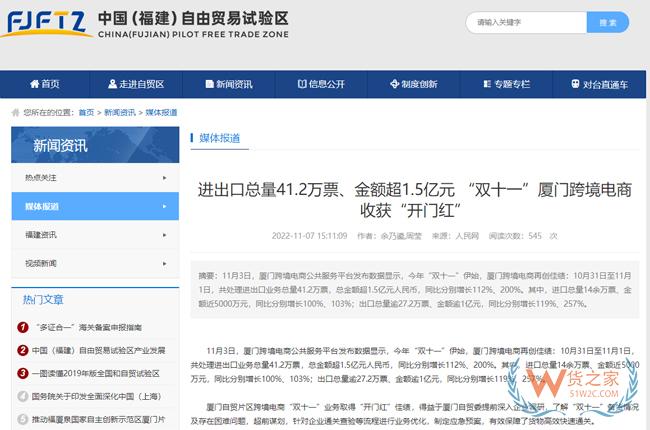 廈門自貿(mào)片區(qū)跨境電商雙11首日進出口業(yè)務(wù)量超40萬票-貨之家